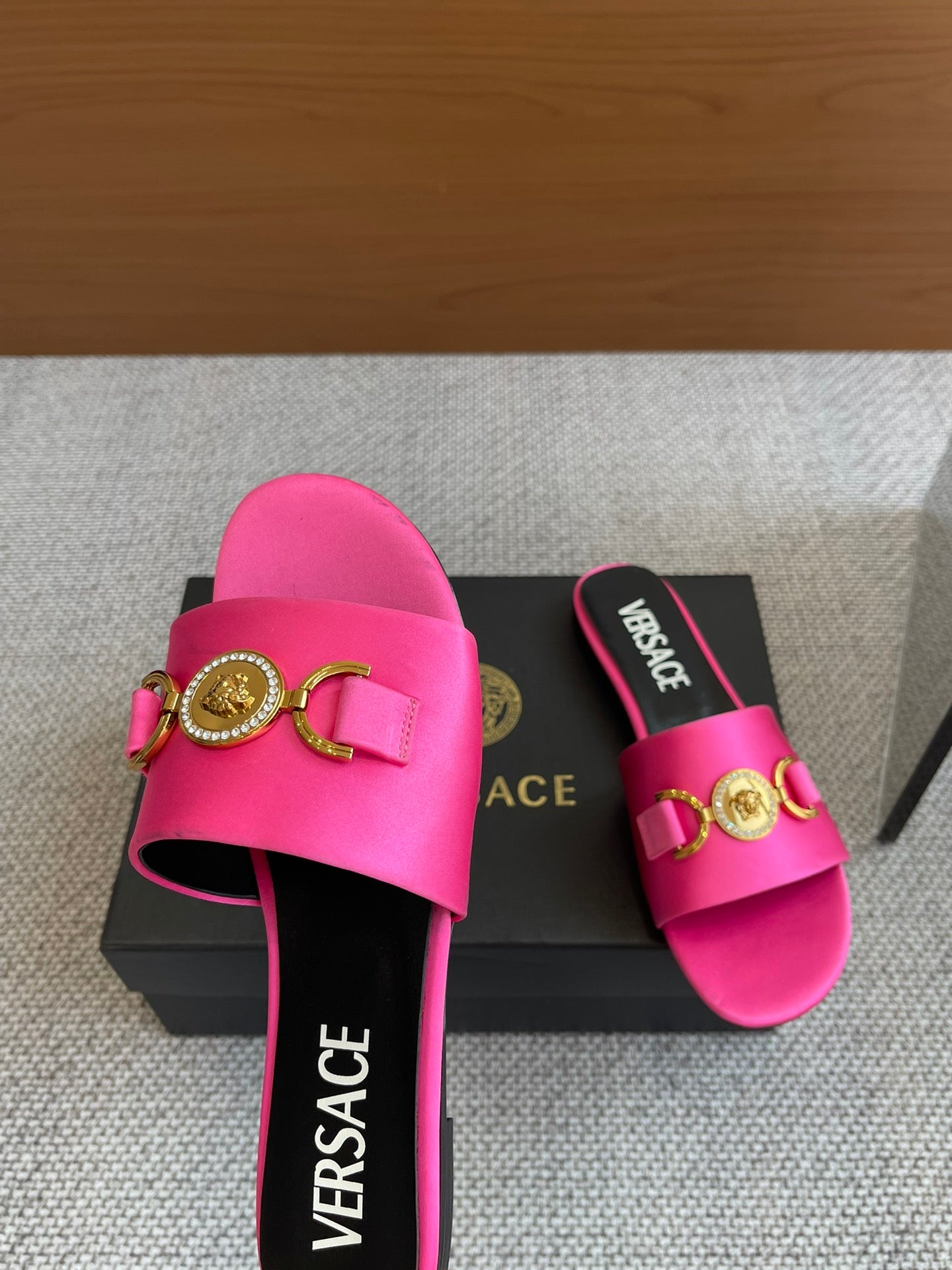 VERSACE SATIN SLIDES