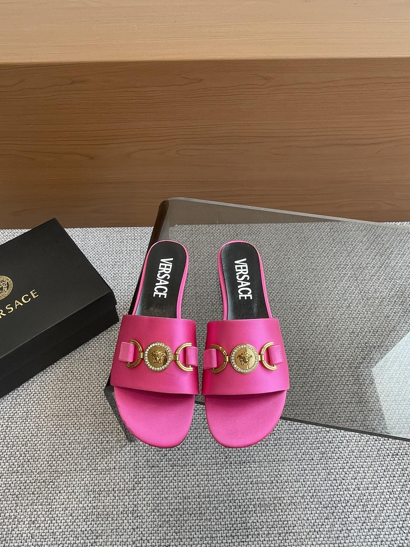 VERSACE SATIN SLIDES