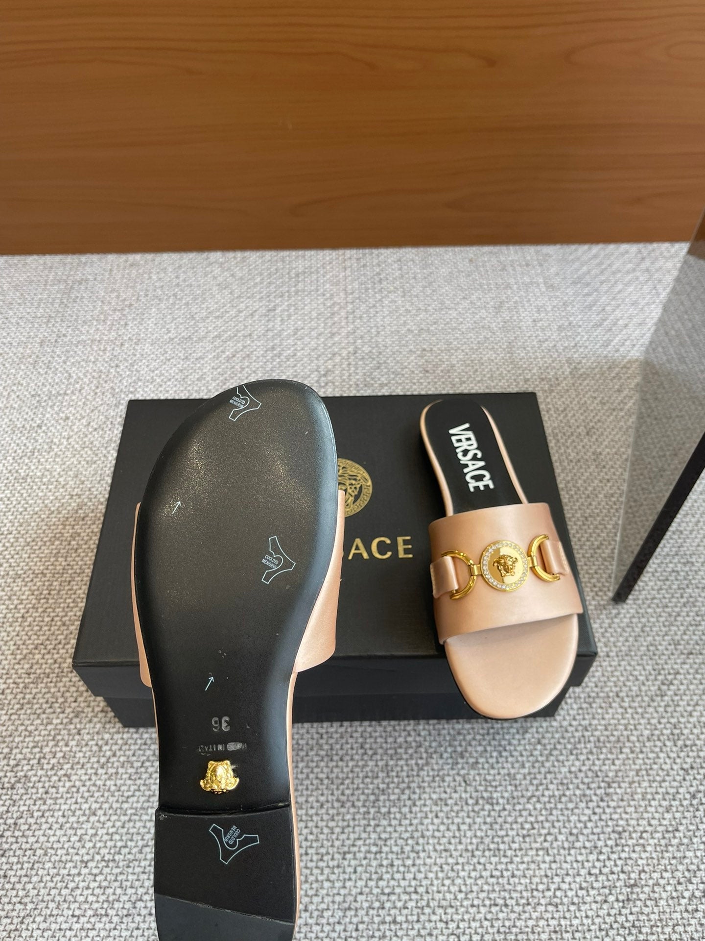 VERSACE SATIN SLIDES