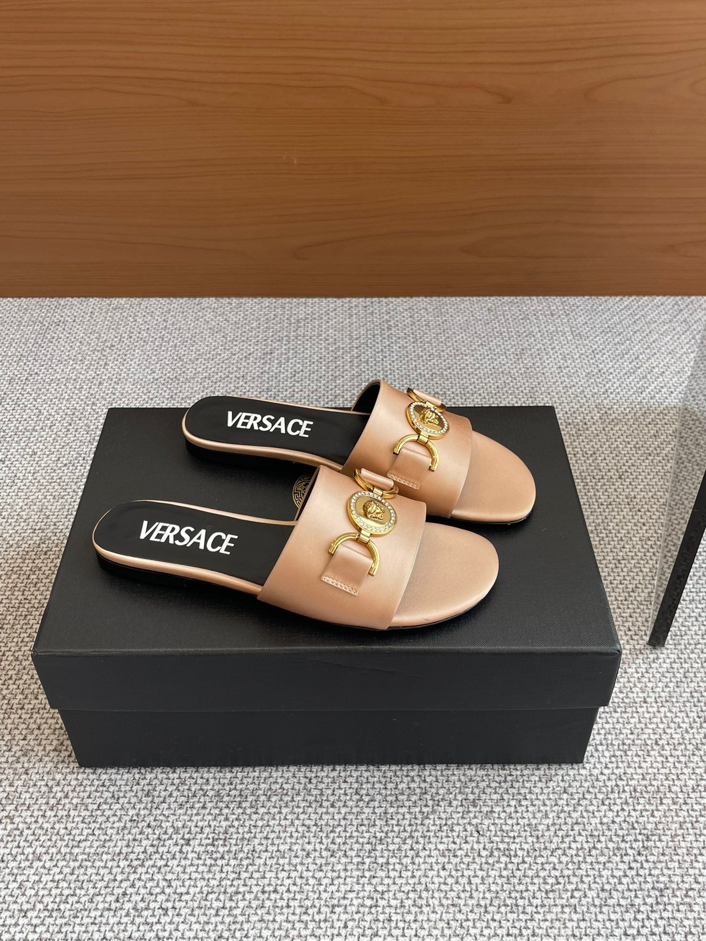 VERSACE SATIN SLIDES