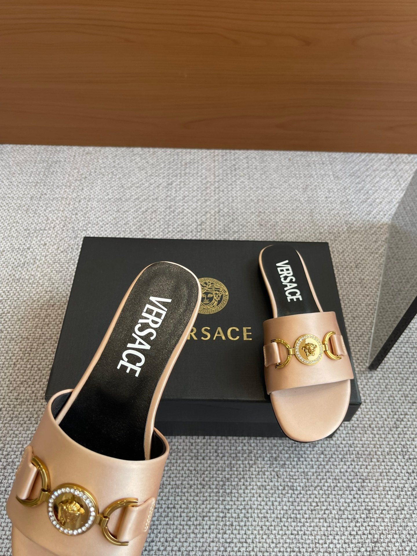 VERSACE SATIN SLIDES