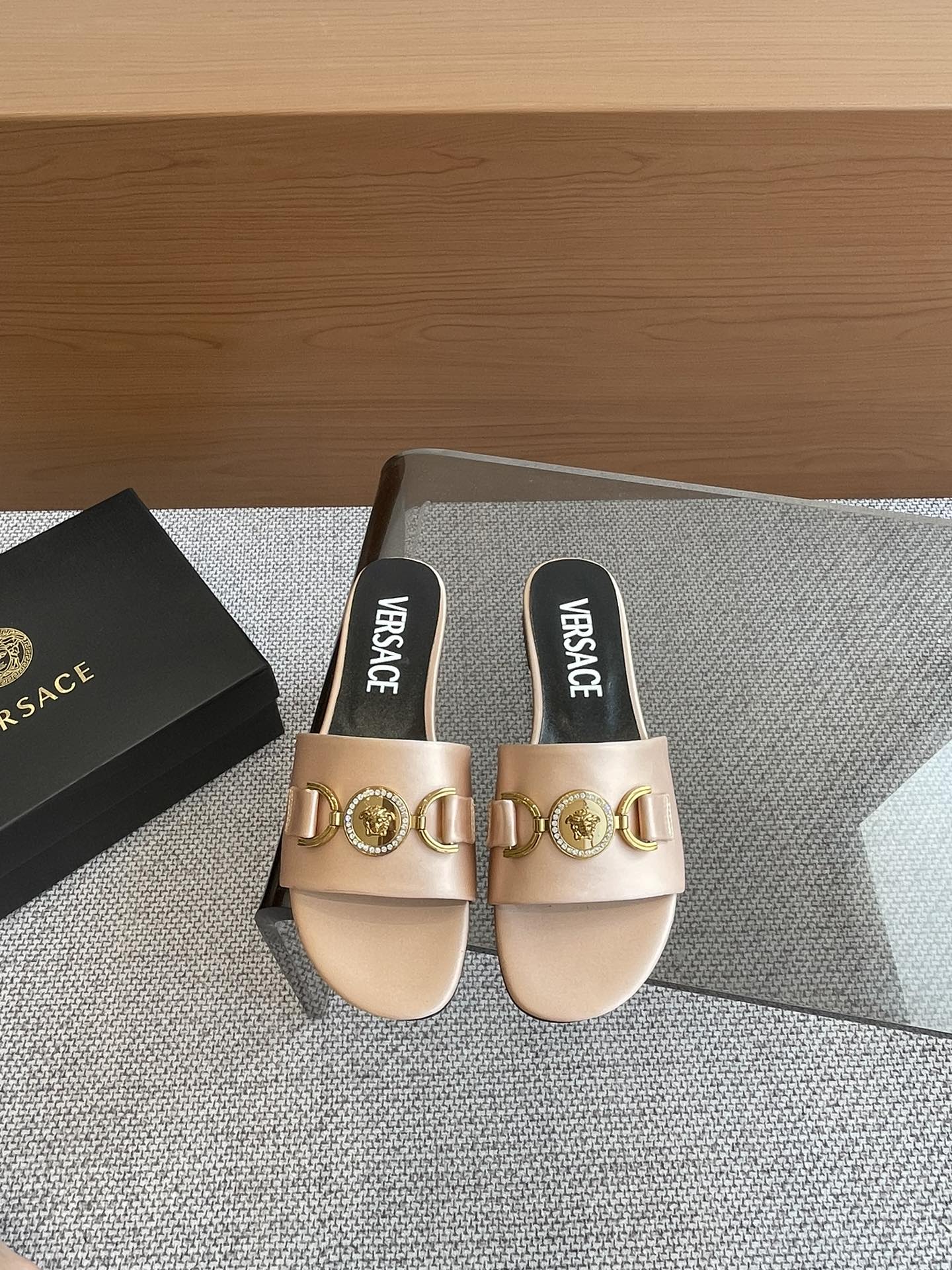 VERSACE SATIN SLIDES