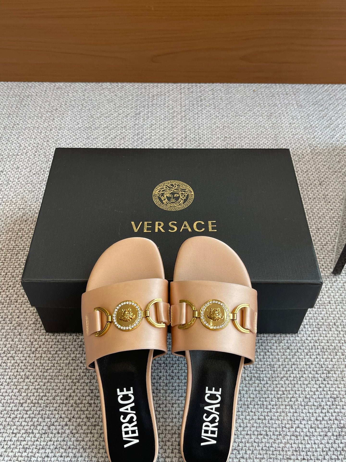 VERSACE SATIN SLIDES