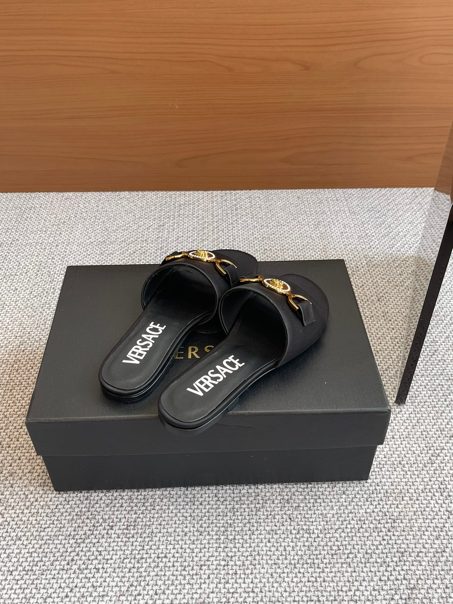 VERSACE SATIN SLIDES