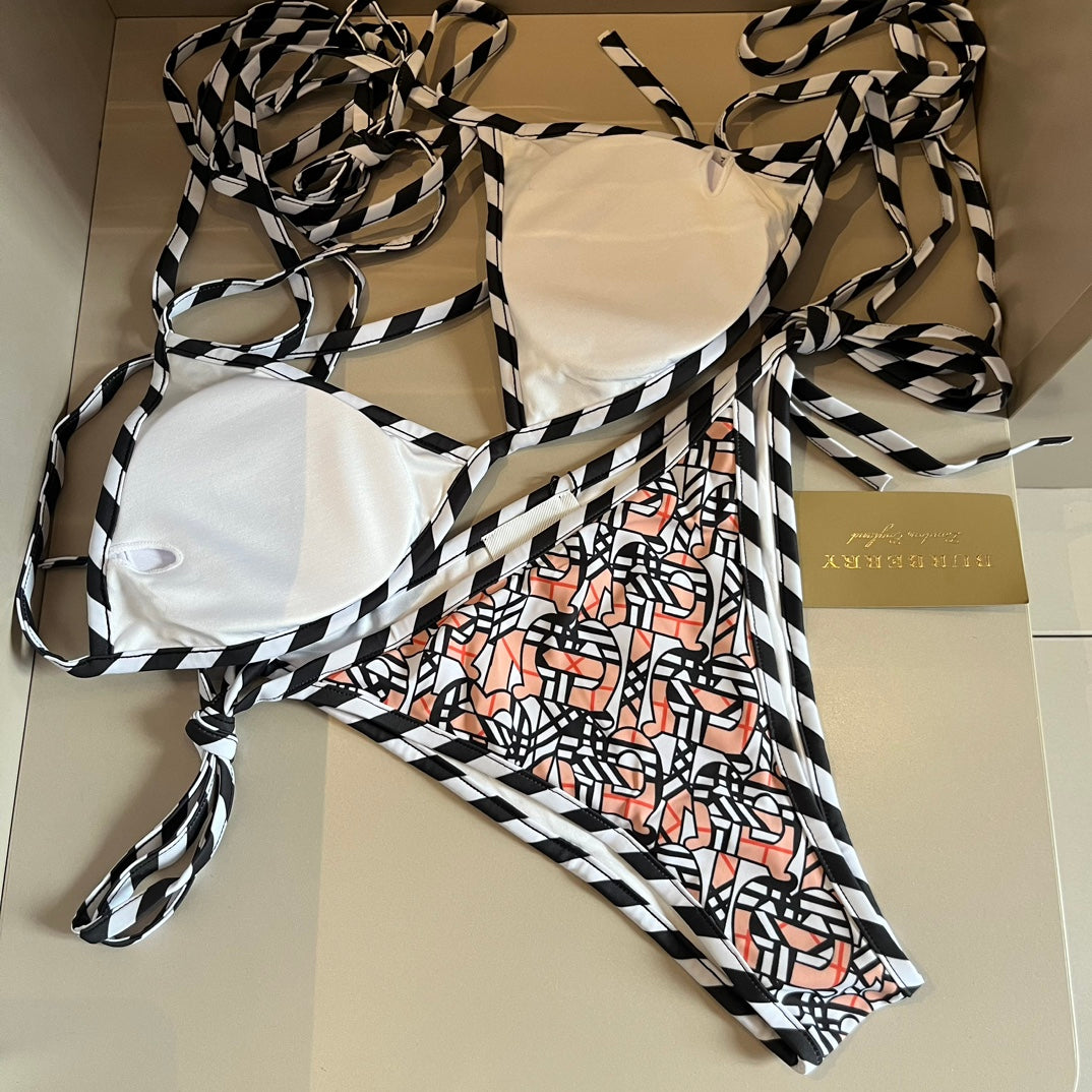 BUR-BERRY  Monogram Two-Piece Bikini Set Swimsuit