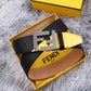 Genuine Fendi Leather Men's Fashion Belt - Steel Buckle, 4.0cm Width, Cowhide Waistband