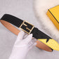 Genuine Fendi Leather Men's Fashion Belt - Steel Buckle, 4.0cm Width, Cowhide Waistband