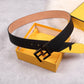 Genuine Fendi Leather Men's Fashion Belt - Steel Buckle, 4.0cm Width, Cowhide Waistband