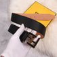 Genuine Fendi Leather Men's Fashion Belt - Steel Buckle, 4.0cm Width, Cowhide Waistband