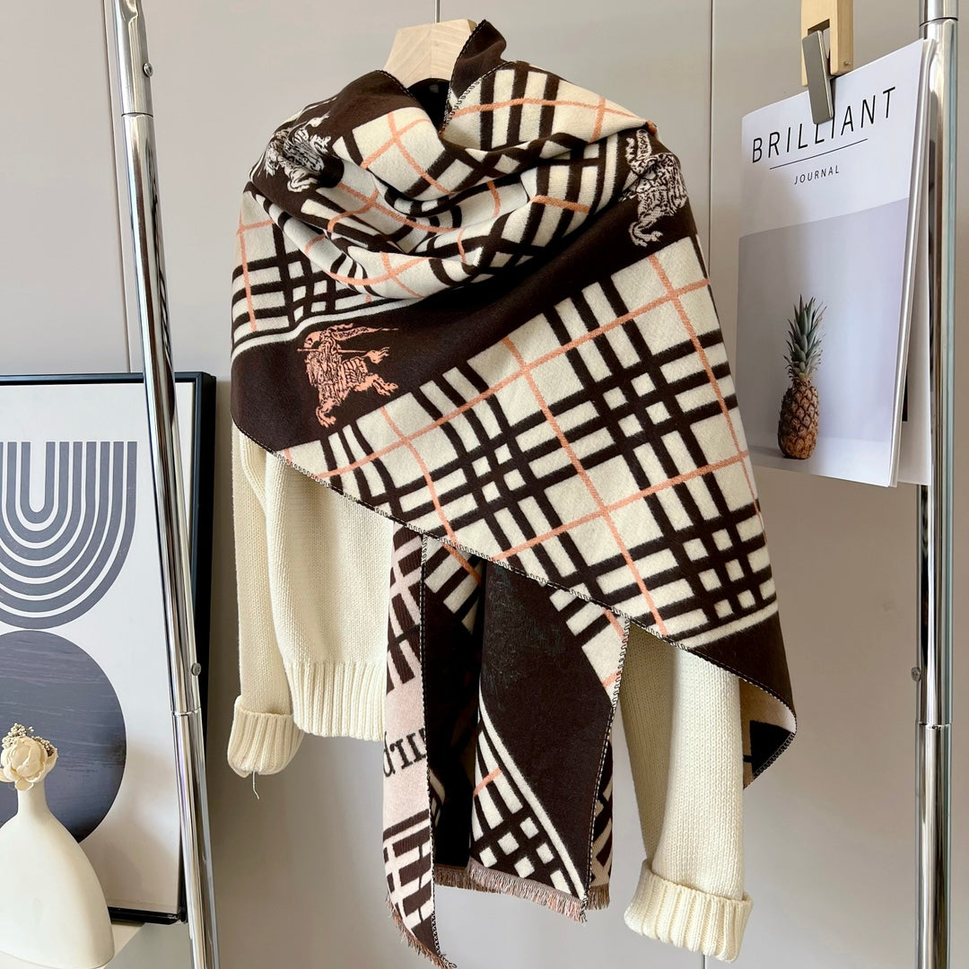 Burberry Lightweight Giant Check Wool & Silk Scarf