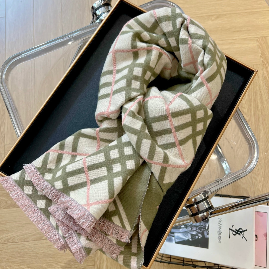 Burberry Lightweight Giant Check Wool & Silk Scarf