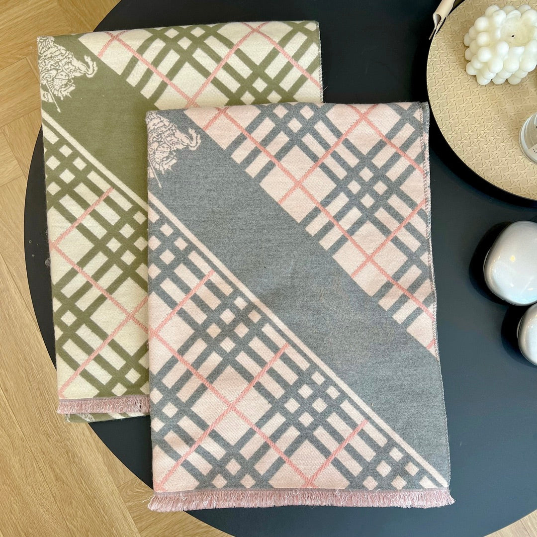 Burberry Lightweight Giant Check Wool & Silk Scarf