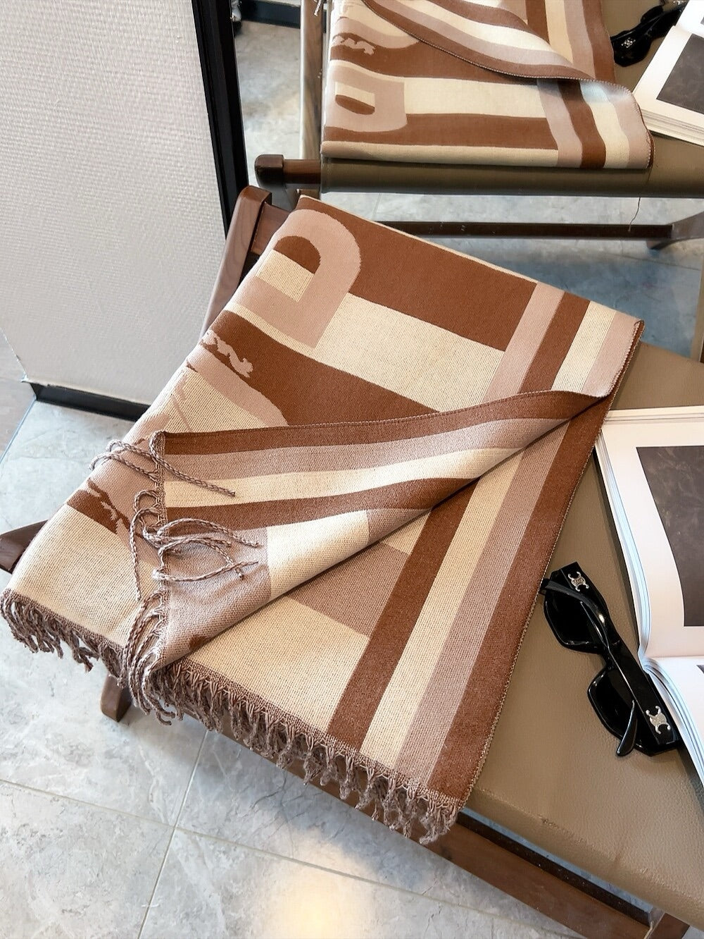 Burberry Lightweight Giant Check Wool & Silk Scarf