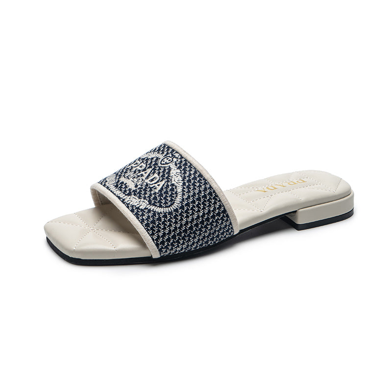 PRA-DA ricamo jacquard slides- SHOE