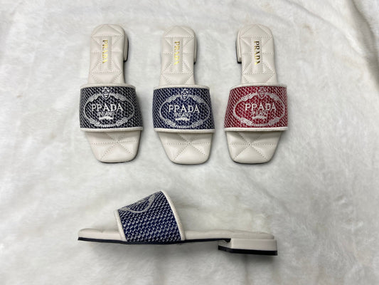 PRA-DA ricamo jacquard slides- SHOE