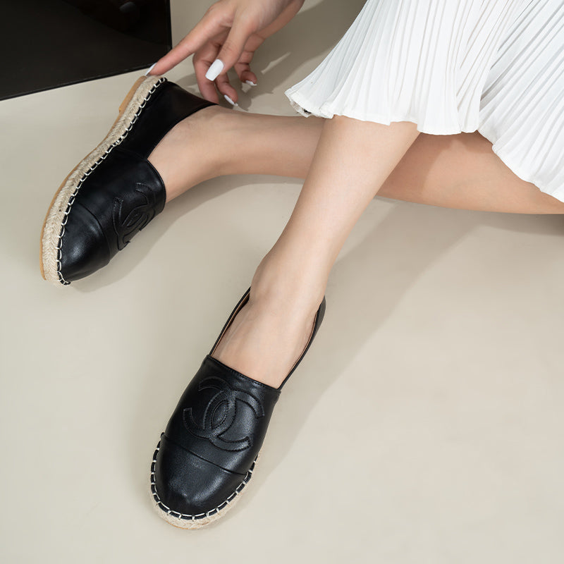 Classic Lambskin Black Chanel Espadrilles SHOE