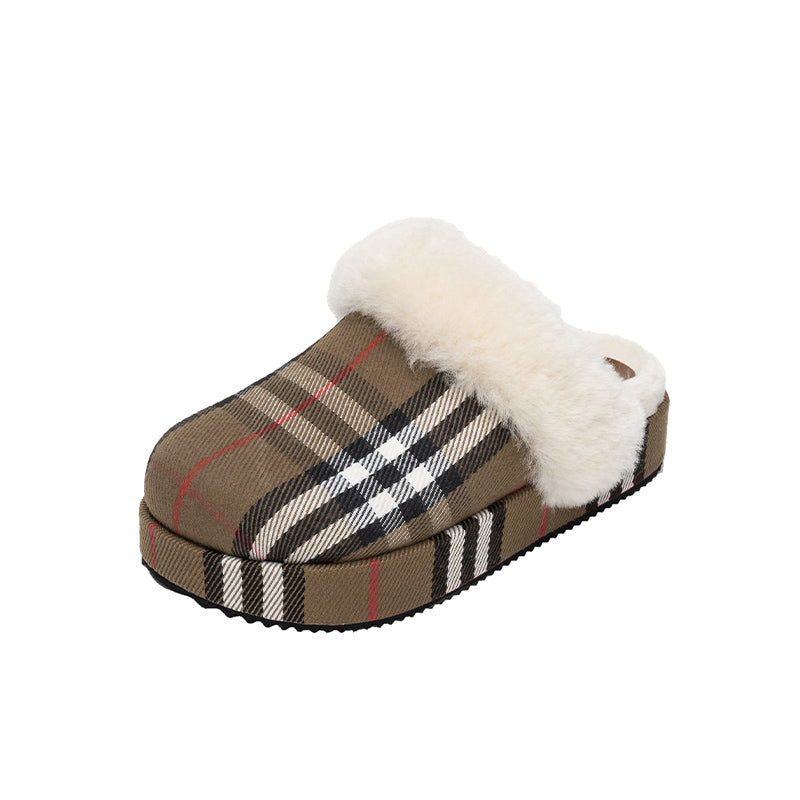 Warm Toe Tartan Closed Slipper 100% Terry Cotton shoe