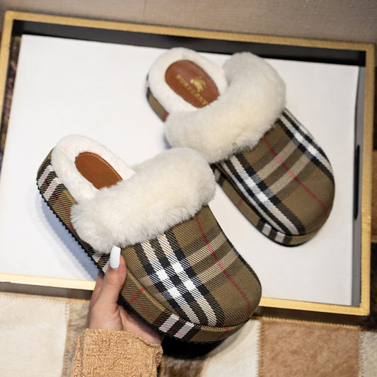 Warm Toe Tartan Closed Slipper 100% Terry Cotton shoe