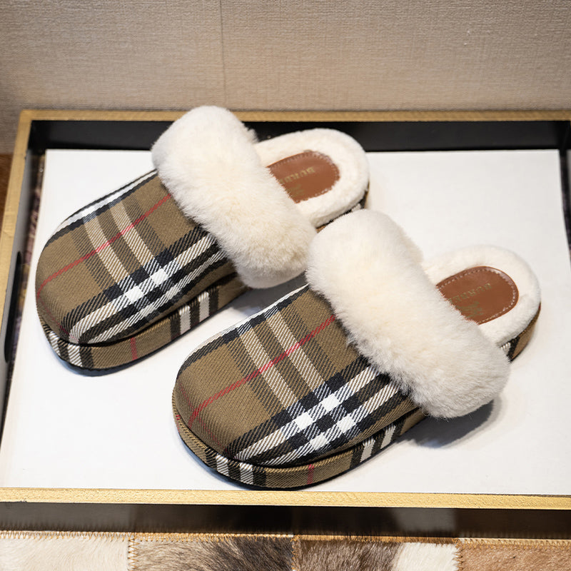 Warm Toe Tartan Closed Slipper 100% Terry Cotton shoe