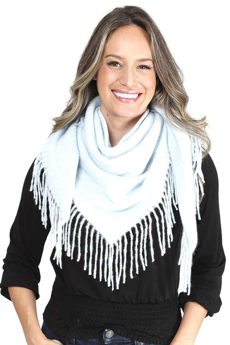 Solid Color Blanket Scarf With Fringes