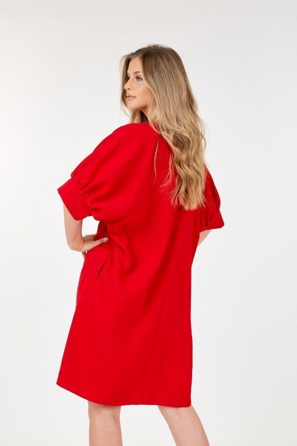 Puff Sleeve Dress With Frill Detail