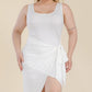 Plus Size Solid Wrap Front Tie Side Midi Dress