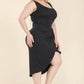 Plus Size Solid Wrap Front Tie Side Midi Dress