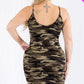 Plus Size Camouflage Print Cami Midi Dress