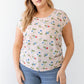 Plus Flower Print Ruched Top