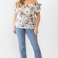 Plus Ivory Floral Print Woven Linen Blend Off-the-shoulder Relax Top