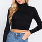 Long Slv Turtle Neck Rib Crop Knit Top