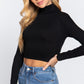 Long Slv Turtle Neck Rib Crop Knit Top