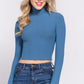 Long Slv Turtle Neck Rib Crop Knit Top