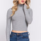 Long Slv Turtle Neck Rib Crop Knit Top