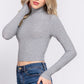 Long Slv Turtle Neck Rib Crop Knit Top