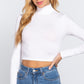 Long Slv Turtle Neck Rib Crop Knit Top