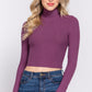 Long Slv Turtle Neck Rib Crop Knit Top