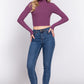 Long Slv Turtle Neck Rib Crop Knit Top