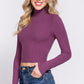 Long Slv Turtle Neck Rib Crop Knit Top