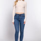 Long Slv Turtle Neck Rib Crop Knit Top