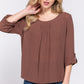 3/4 Roll Up Slv Pleated Blouse