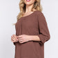 3/4 Roll Up Slv Pleated Blouse