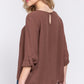 3/4 Roll Up Slv Pleated Blouse