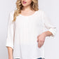 3/4 Roll Up Slv Pleated Blouse