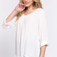 3/4 Roll Up Slv Pleated Blouse