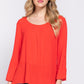 3/4 Roll Up Slv Pleated Blouse