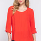 3/4 Roll Up Slv Pleated Blouse