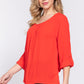 3/4 Roll Up Slv Pleated Blouse