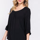 3/4 Roll Up Slv Pleated Blouse