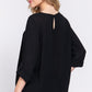 3/4 Roll Up Slv Pleated Blouse